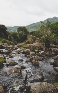 Preview wallpaper river, rocks, flow, mountains