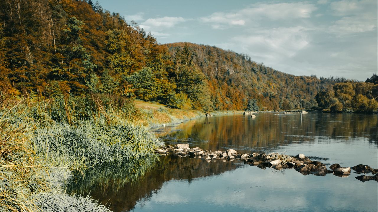 Wallpaper river, rocks, forest, nature, landscape