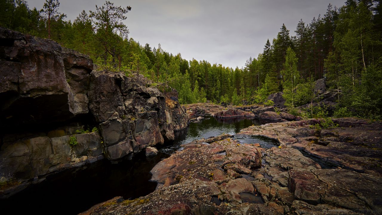 Wallpaper river, rocks, forest, trees, nature