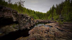 Preview wallpaper river, rocks, forest, trees, nature