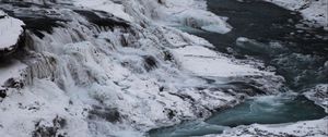 Preview wallpaper river, rocks, ice, winter, landscape