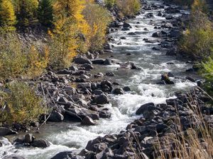 Preview wallpaper river, rocks, mountain, landscape, nature