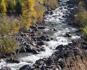 Preview wallpaper river, rocks, mountain, landscape, nature