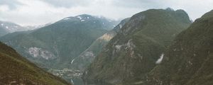 Preview wallpaper river, rocks, slope, mountains, peaks