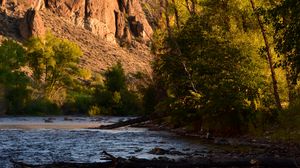 Preview wallpaper river, rocks, trees, shore, landscape
