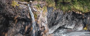 Preview wallpaper river, rocks, trees, waterfall, nature