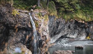 Preview wallpaper river, rocks, trees, waterfall, nature