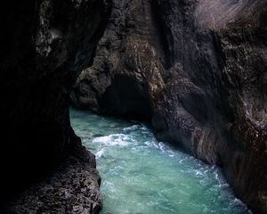 Preview wallpaper river, rocks, water, stream, gorge