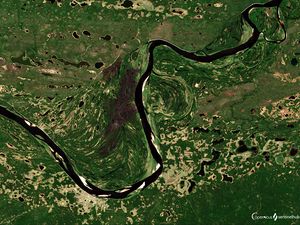 Preview wallpaper river, satellite, aerial view, green