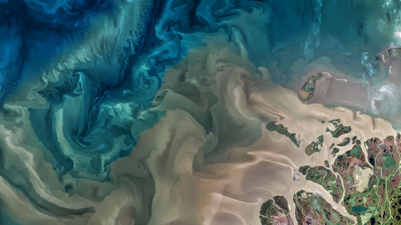 Wallpaper river, sea, satellite, aerial view