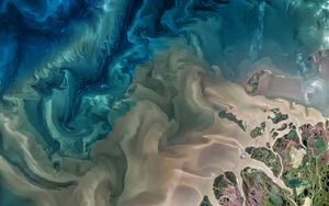 Preview wallpaper river, sea, satellite, aerial view