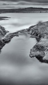 Preview wallpaper river, shore, spring, bw