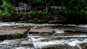 Preview wallpaper river, shore, stones, waves, stream