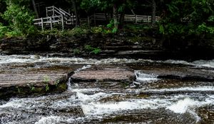 Preview wallpaper river, shore, stones, waves, stream