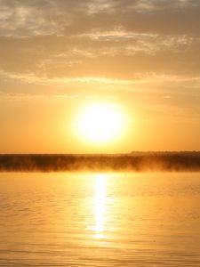 Preview wallpaper river, shore, sun, landscape, nature