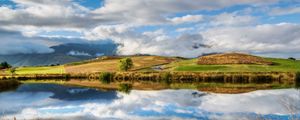 Preview wallpaper river, sky, grass, summer, beach