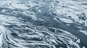 Preview wallpaper river, snow, aerial view, landscape, winter