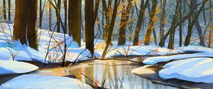 Preview wallpaper river, snow, spring, art