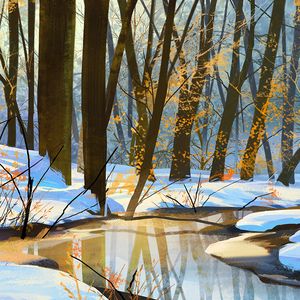 Preview wallpaper river, snow, spring, art