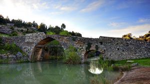 Preview wallpaper river, stone bridge, landscape