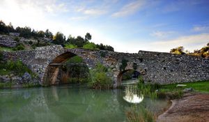 Preview wallpaper river, stone bridge, landscape