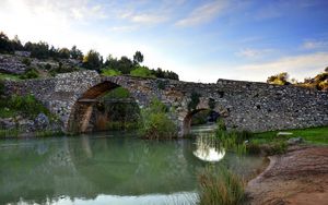 Preview wallpaper river, stone bridge, landscape