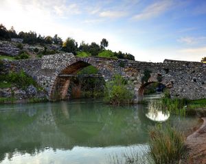 Preview wallpaper river, stone bridge, landscape