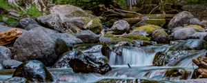 Preview wallpaper river, stones, cascade, trees, nature