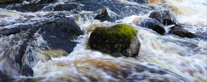 Preview wallpaper river, stones, moss, flow, landscape, nature