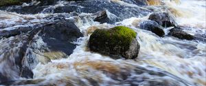 Preview wallpaper river, stones, moss, flow, landscape, nature