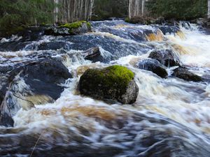 Preview wallpaper river, stones, moss, flow, landscape, nature