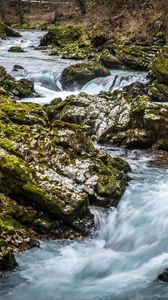 Preview wallpaper river, stones, moss, nature