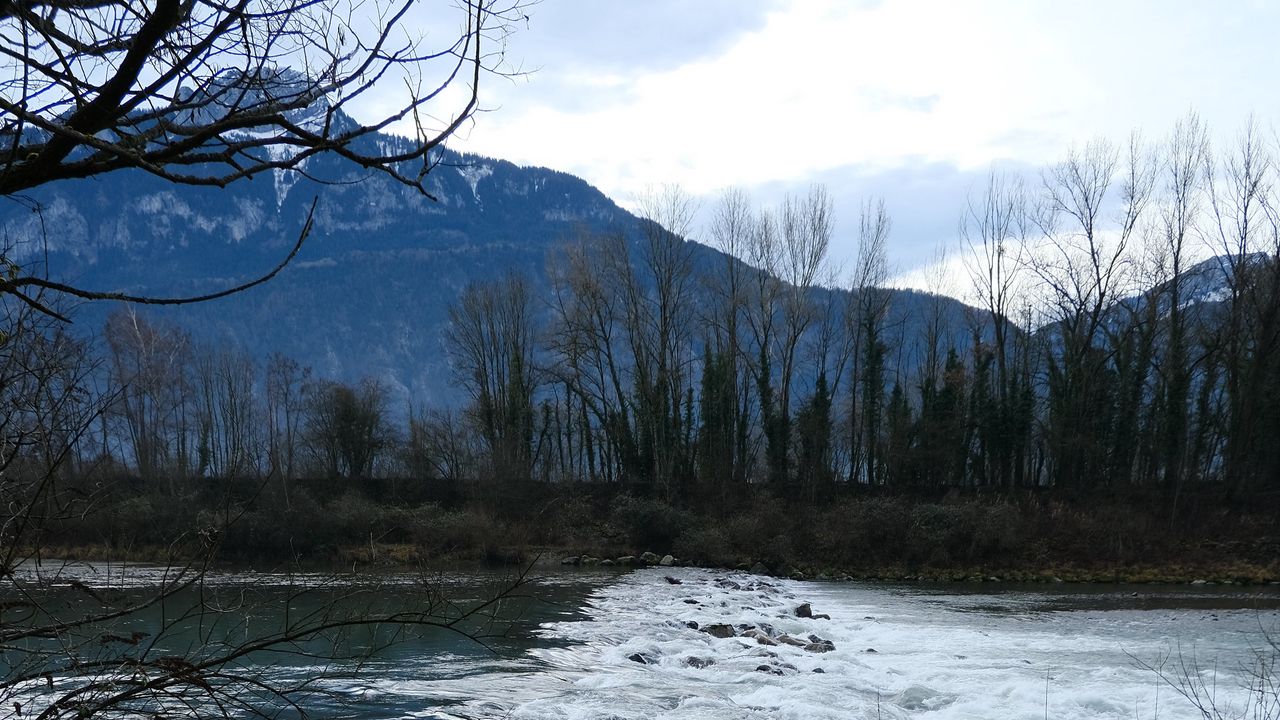 Wallpaper river, stones, mountains, trees, nature