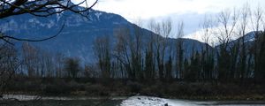 Preview wallpaper river, stones, mountains, trees, nature