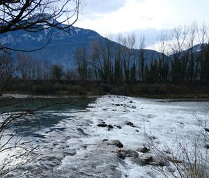 Preview wallpaper river, stones, mountains, trees, nature