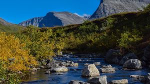 Preview wallpaper river, stones, mountains, nature