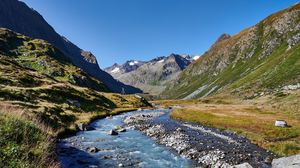 Preview wallpaper river, stones, mountains, landscape, nature