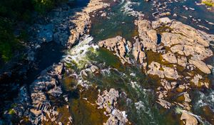 Preview wallpaper river, stones, rocks, aerial view, nature