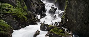 Preview wallpaper river, stones, rocks, moss, water