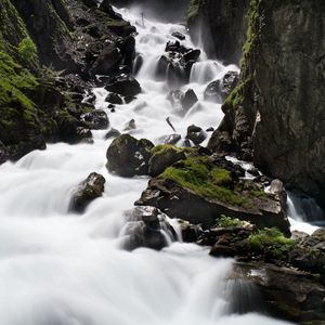 Preview wallpaper river, stones, rocks, moss, water