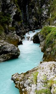 Preview wallpaper river, stones, rocks, moss, nature