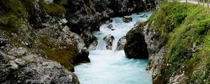 Preview wallpaper river, stones, rocks, moss, nature