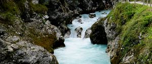 Preview wallpaper river, stones, rocks, moss, nature