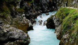 Preview wallpaper river, stones, rocks, moss, nature