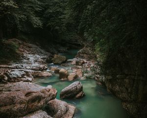 Preview wallpaper river, stones, shadows, trees