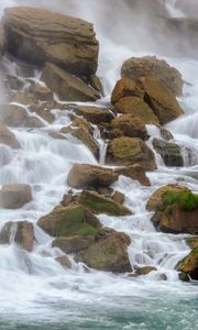 Preview wallpaper river, stones, stream, water, spray