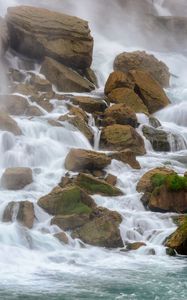 Preview wallpaper river, stones, stream, water, spray