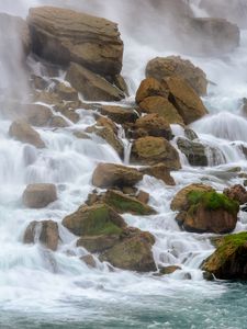 Preview wallpaper river, stones, stream, water, spray