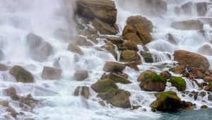 Preview wallpaper river, stones, stream, water, spray