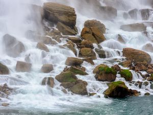 Preview wallpaper river, stones, stream, water, spray